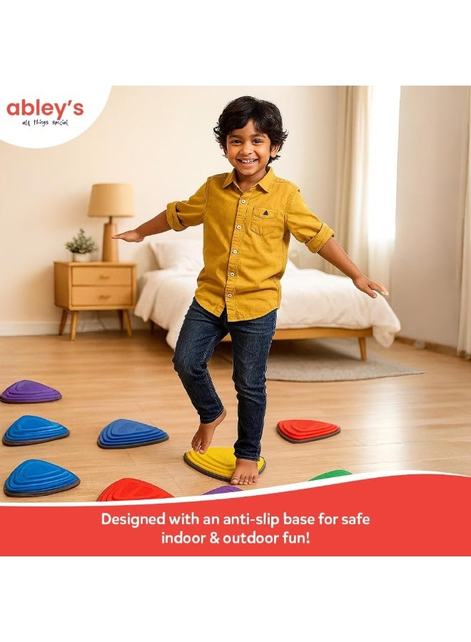 abley's Triangle Stepping Stones for Autism Kids, Anti-Slip Sensory Balance Training Set, Multicolor, 6 Pieces - Image 4